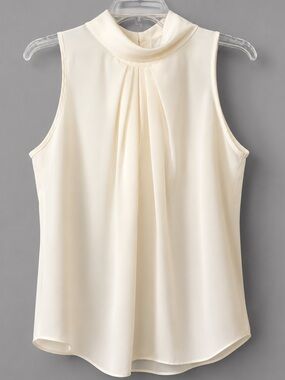 Vintage San Andre New York Paris Blouse Top cream sleeveless size M